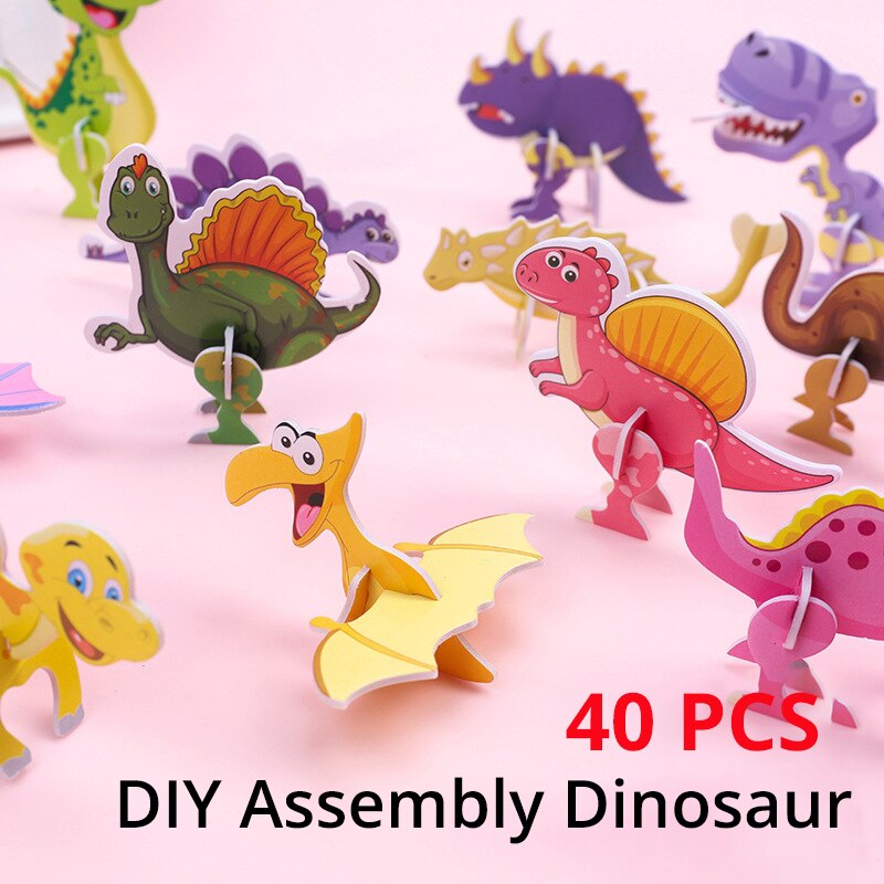 Kids Toys Dinosaur - 40 قطعة من ألغاز الديناصورات الورقية