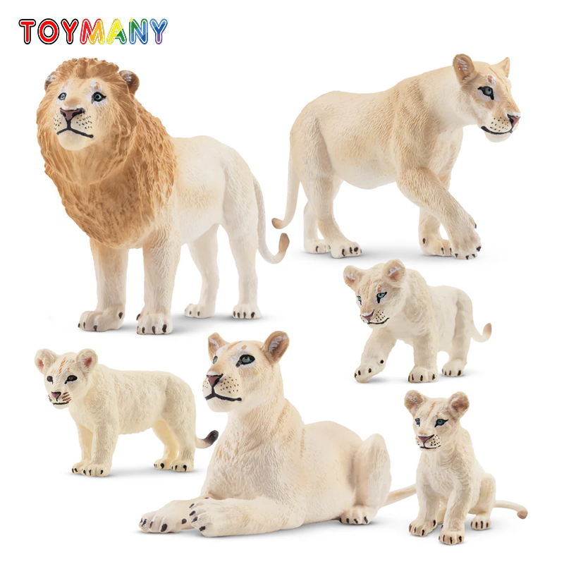 Sandbox Play Set - 6 قطعة محاكاة الأسد الأبيض الأسرة